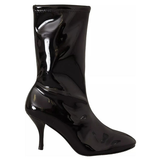 Stuart Weitzman Black Patent Leather High Heels Boots Shoes