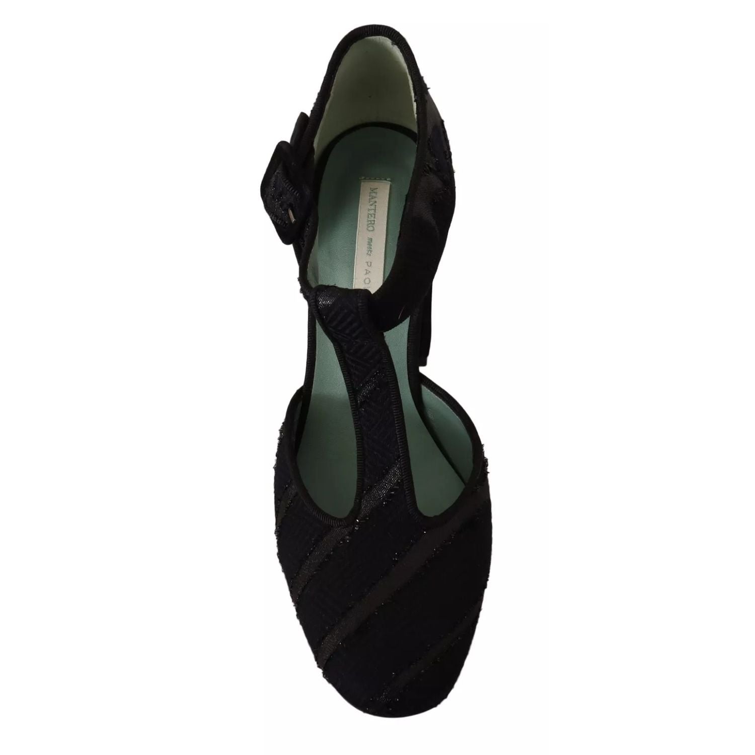 Paola D'Arcano Black Suede Leather Block Heels Sandals Shoes