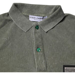 Dolce & Gabbana Army Green Logo Plaque Cotton Polo Shirt T-shirt