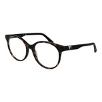 Guess Brown Women Glasses Frame, round full-rim acetate eyewear with a branded case, size 55-18-140, brown color.