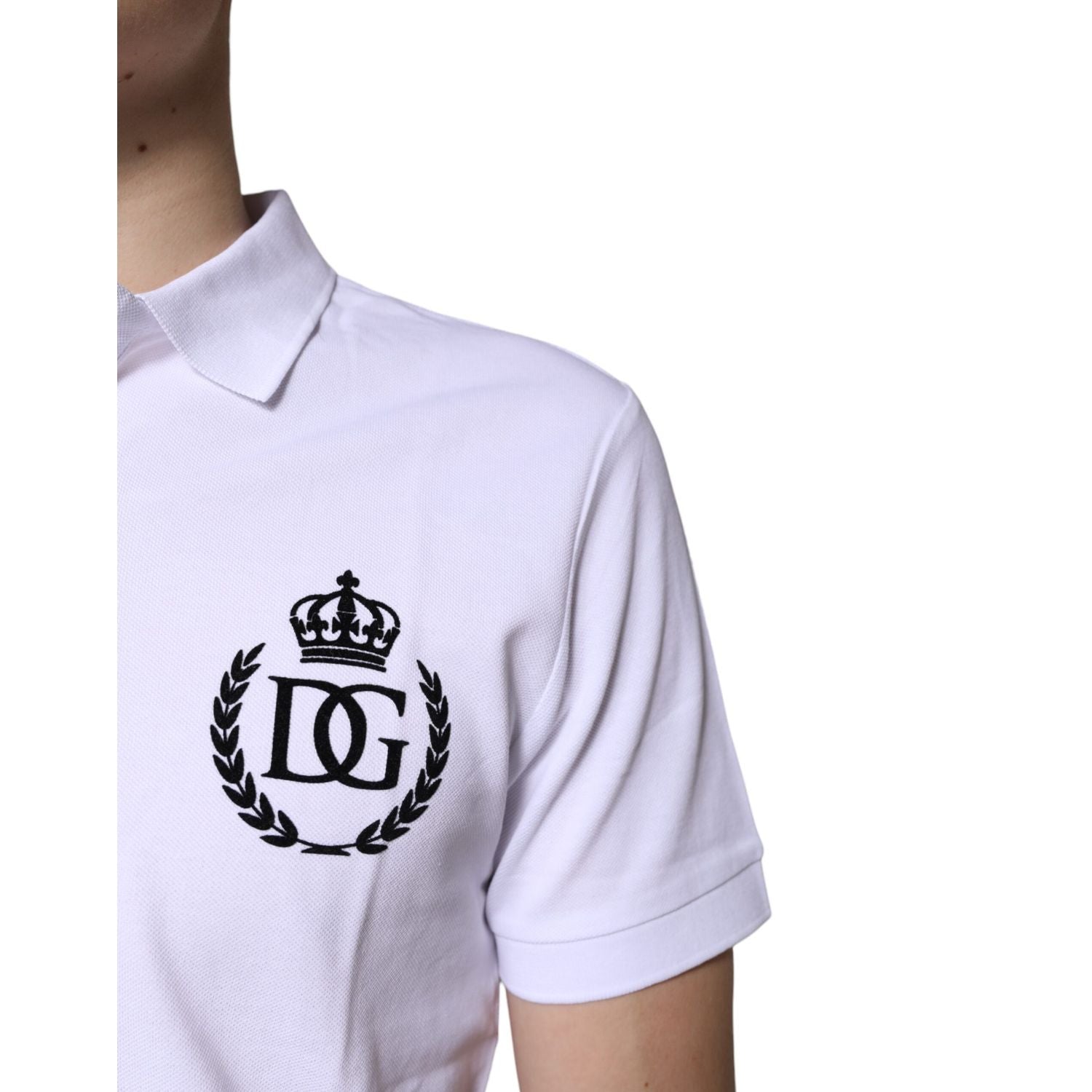 Dolce & Gabbana White Cotton Crown Collared Men Polo T-shirt