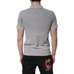 Dolce & Gabbana Gray Logo Plaque Cotton Men Polo Shirt T-shirt