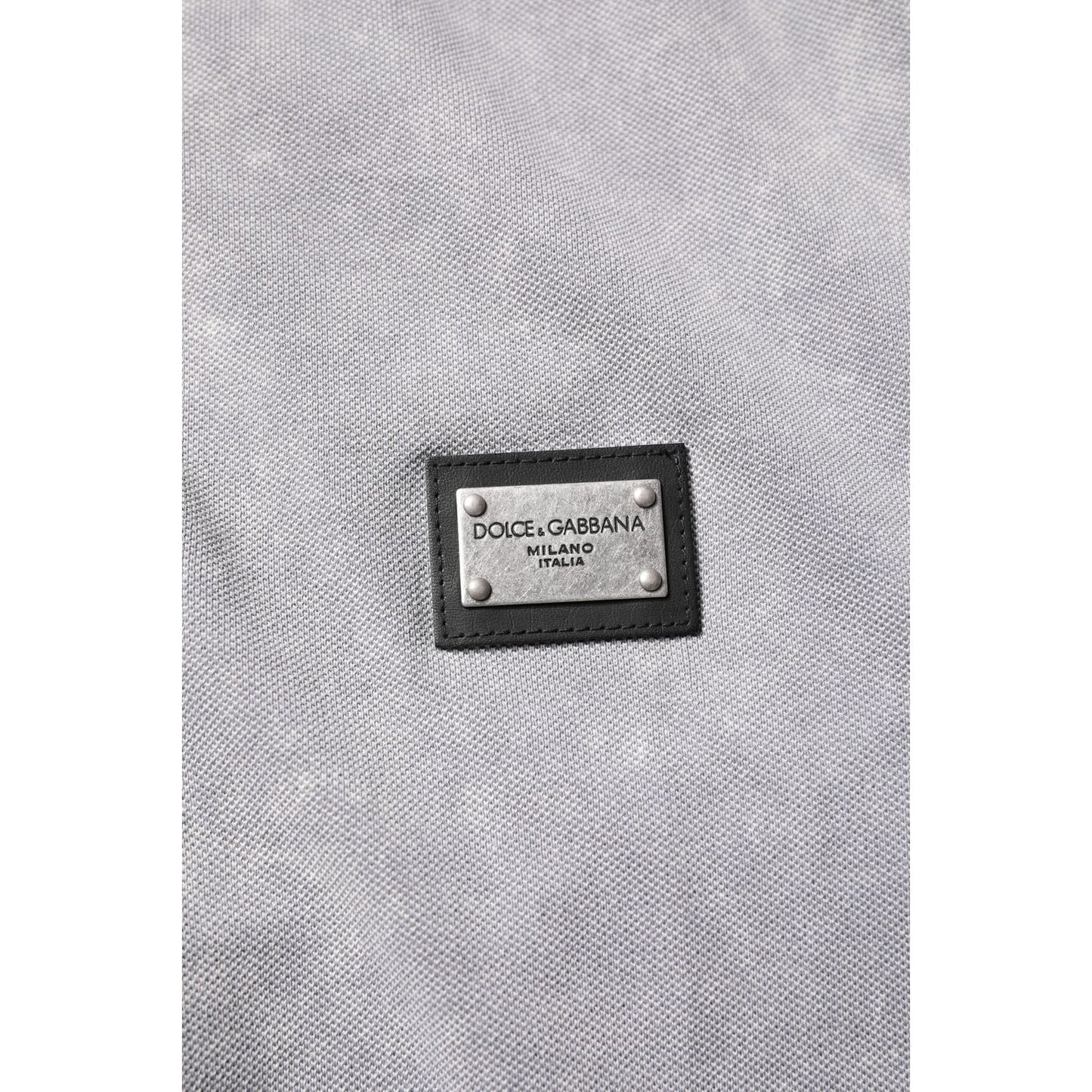 Dolce & Gabbana Gray Logo Plaque Cotton Men Polo Shirt T-shirt