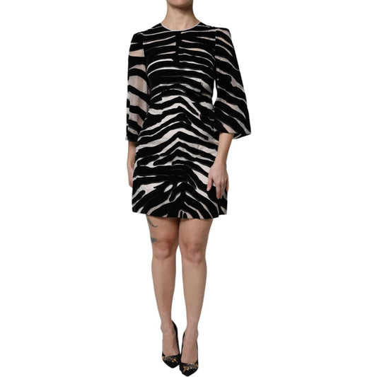 Dolce & Gabbana Black White Zebra A-line Sheath Mini Dress