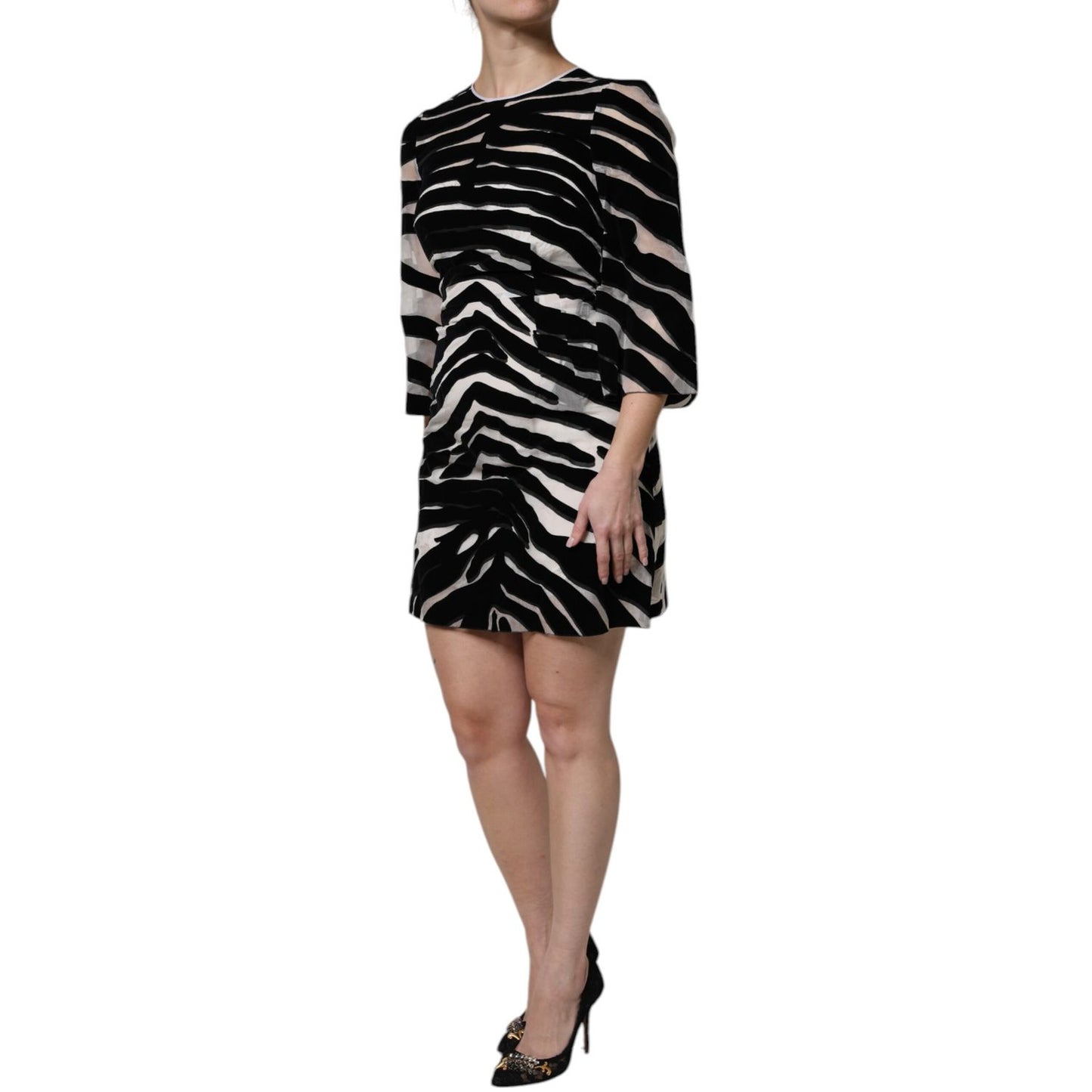 Dolce & Gabbana Black White Zebra A-line Sheath Mini Dress
