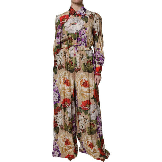 Dolce & Gabbana Multicolor Floral Wide Leg Jumpsuit Dress