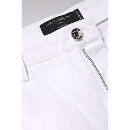 Dolce & Gabbana White Cotton Mid Waist Skinny Denim Jeans