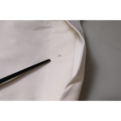 Dolce & Gabbana White Wool Mid Waist Wide Leg Pants