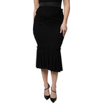 Dolce & Gabbana Black Mermaid Cut High Waist Midi Skirt SKI2077-36