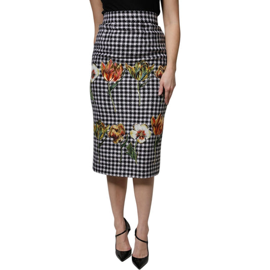 Dolce & Gabbana Multicolor Floral Print High Waist Pencil Cut Skirt