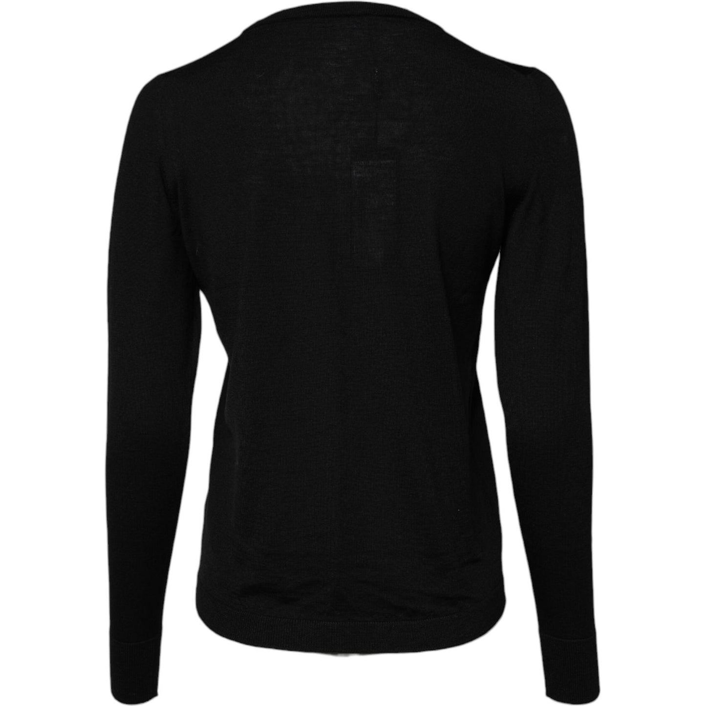 Dolce & Gabbana Black Wool Knit Crew Neck Pullover Sweater