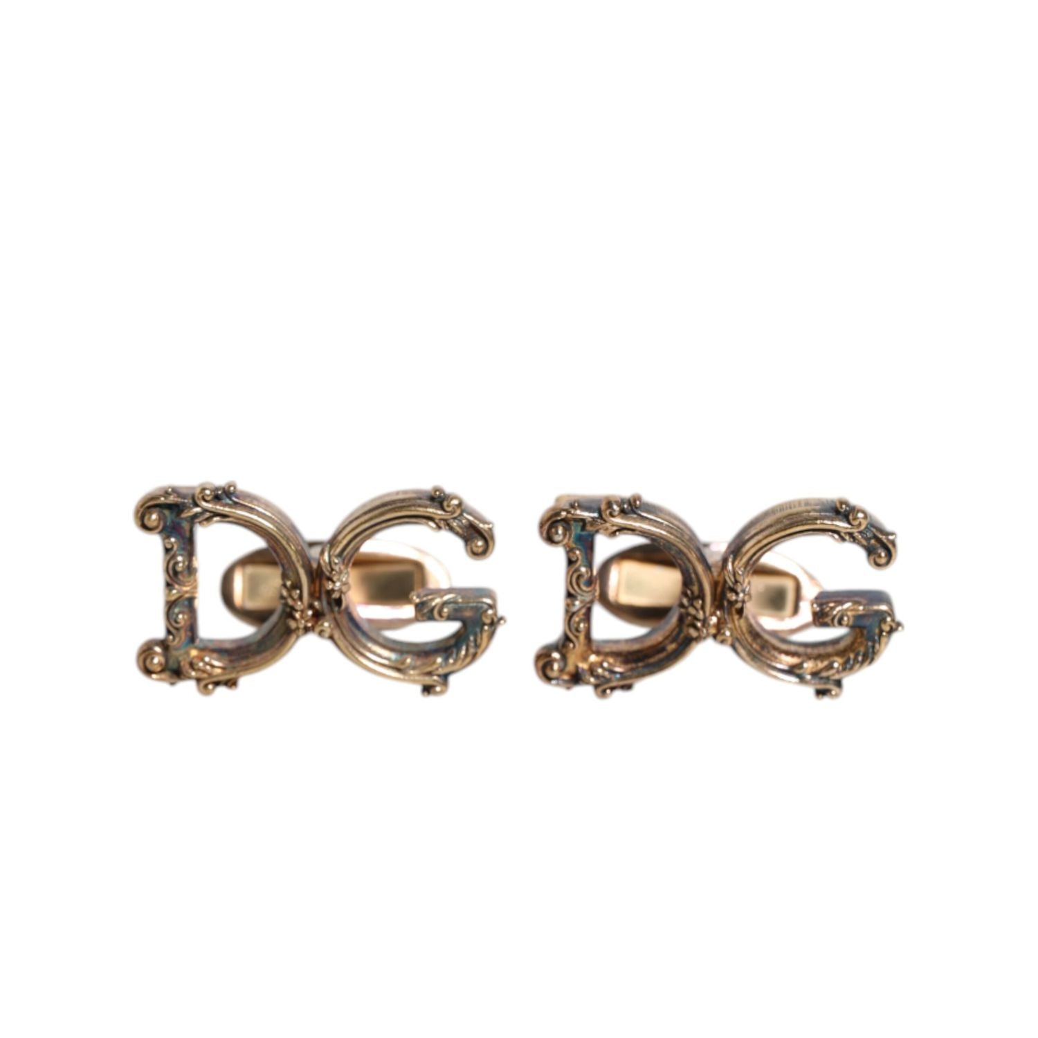 Dolce & Gabbana Gold Tone 925 Sterling Silver DG Logo Accessory Cufflink