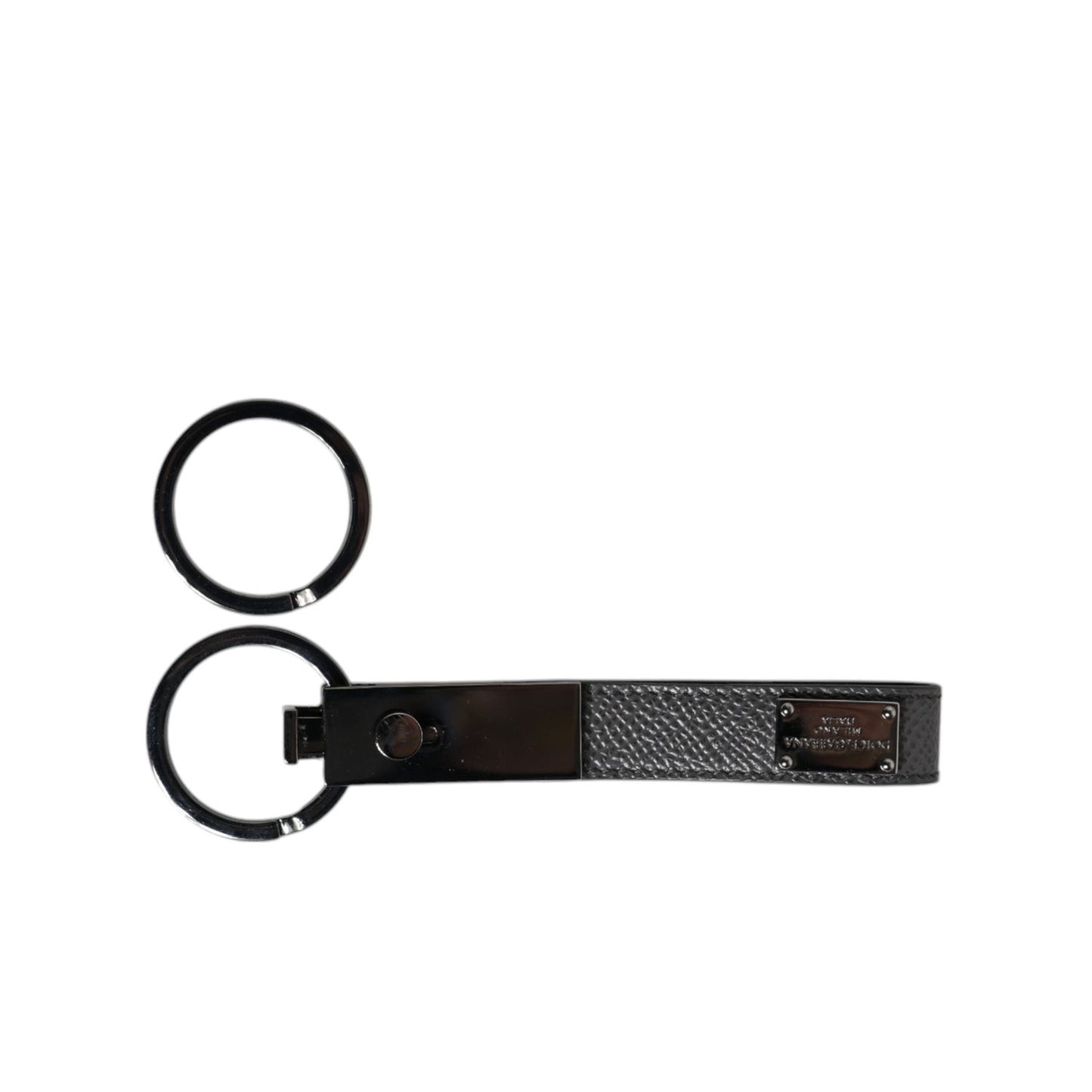 Dolce & Gabbana Brown Leather DG Plaque Double Keyring Holder Keychain