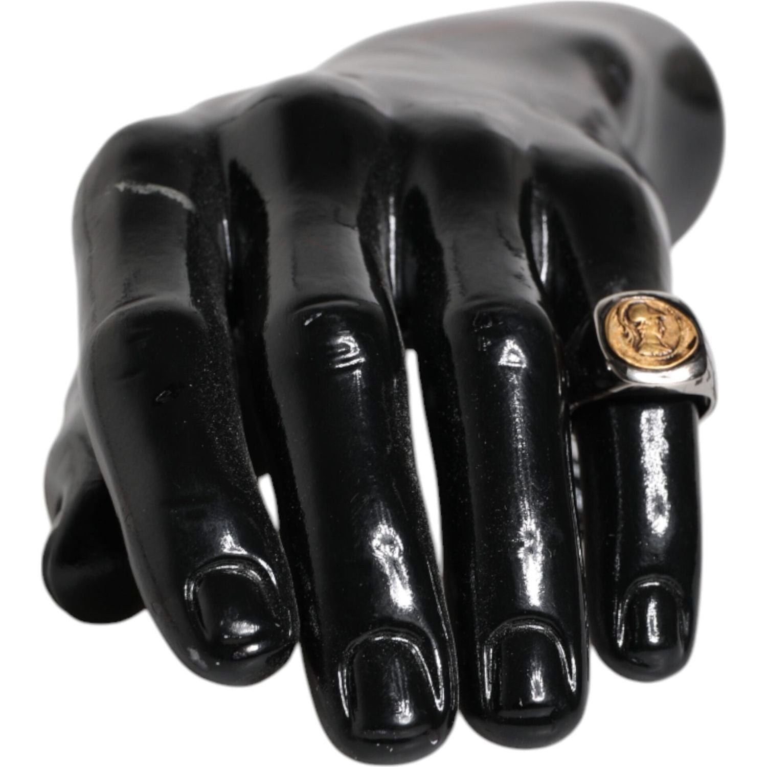 Dolce & Gabbana Silver Tone Engraved Two Color Real Brass Ring