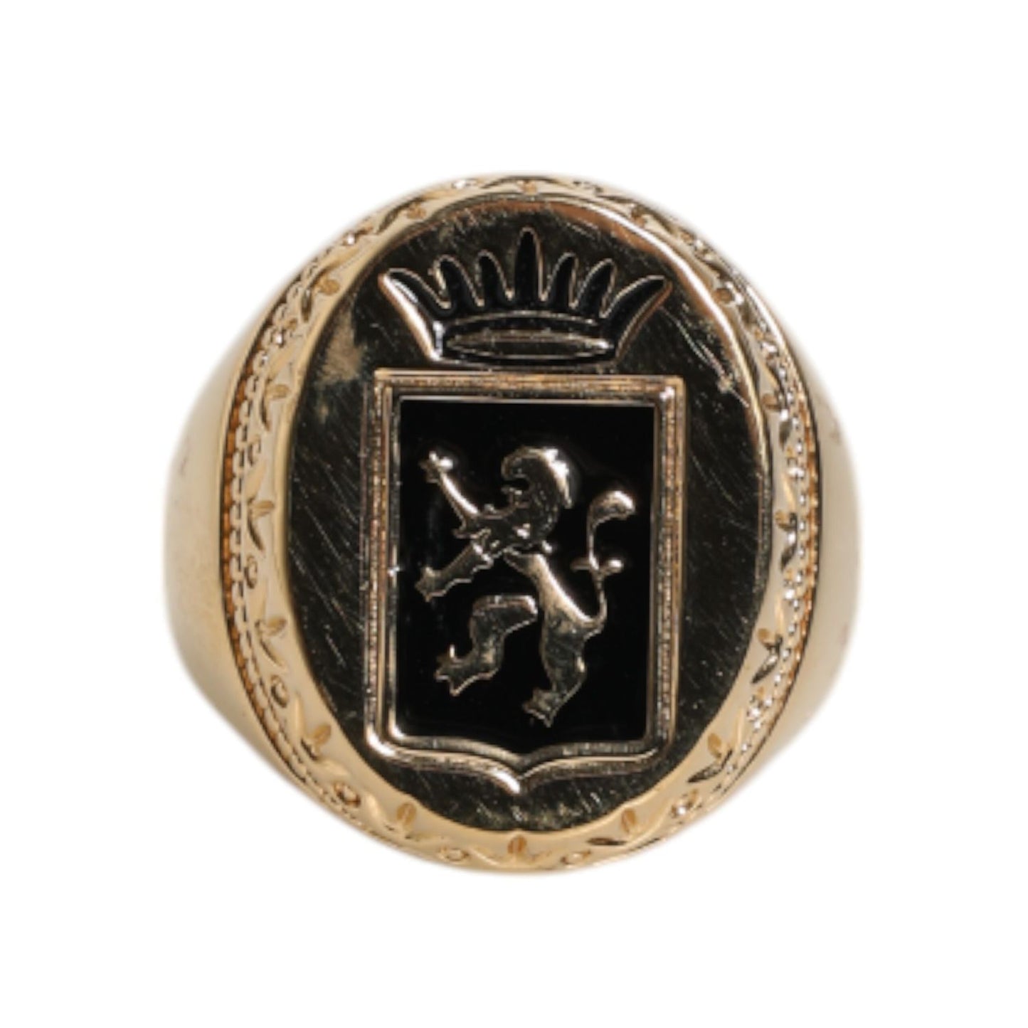 Dolce & Gabbana Gold Tone Engraved Logo Two Color Jewelry Ring