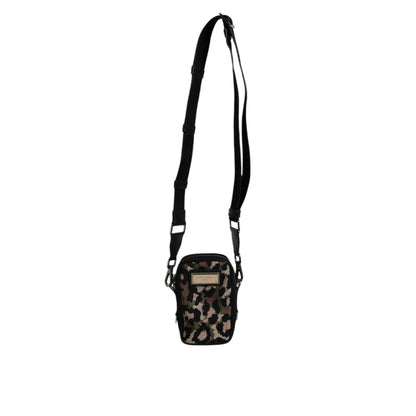 Dolce & Gabbana Multicolor Leopard Jacquard Logo Plaque Neck Strap Bag
