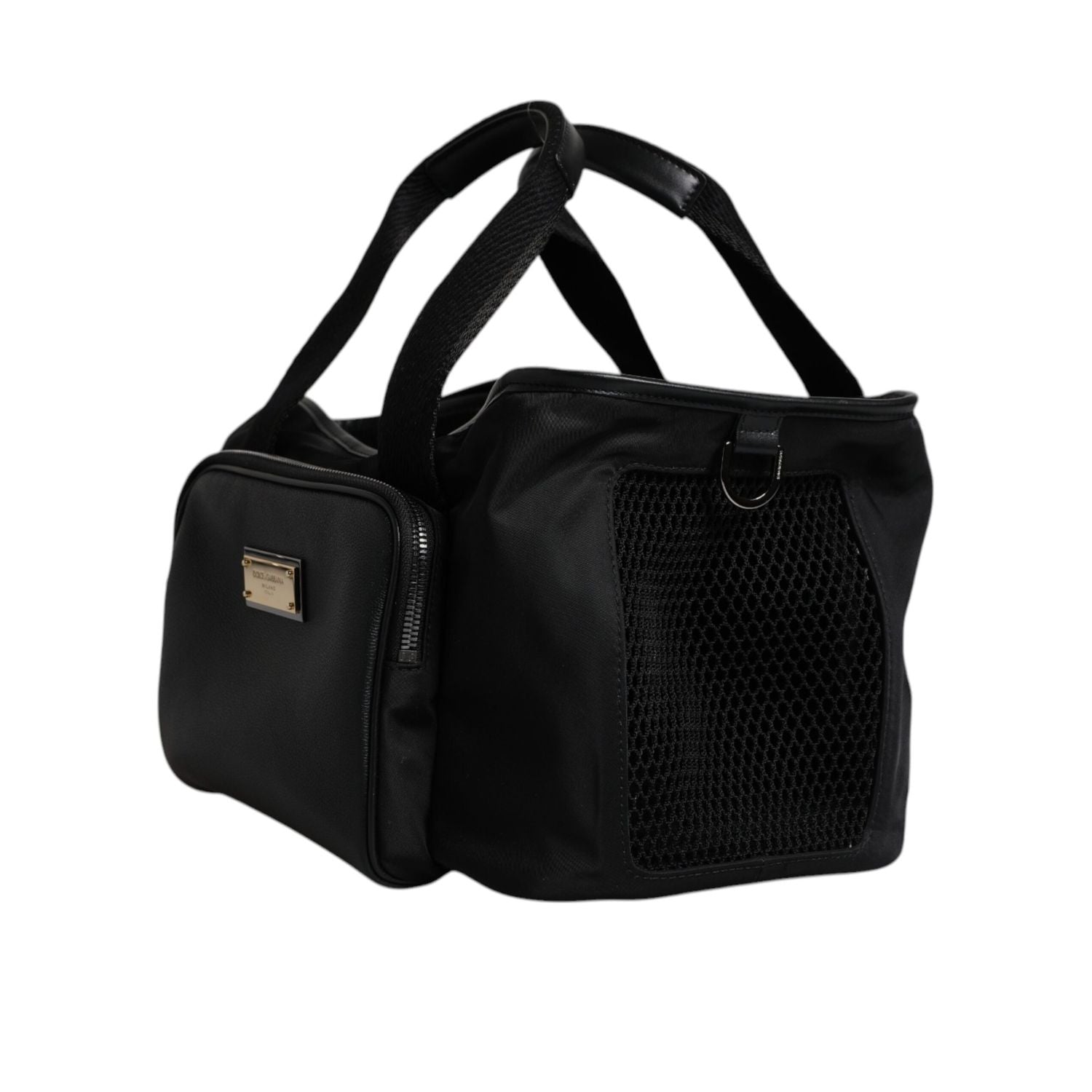 Front view with bag zipped and handles upright.
