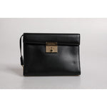Dolce & Gabbana Black Leather Logo Plaque Document Briefcase Bag