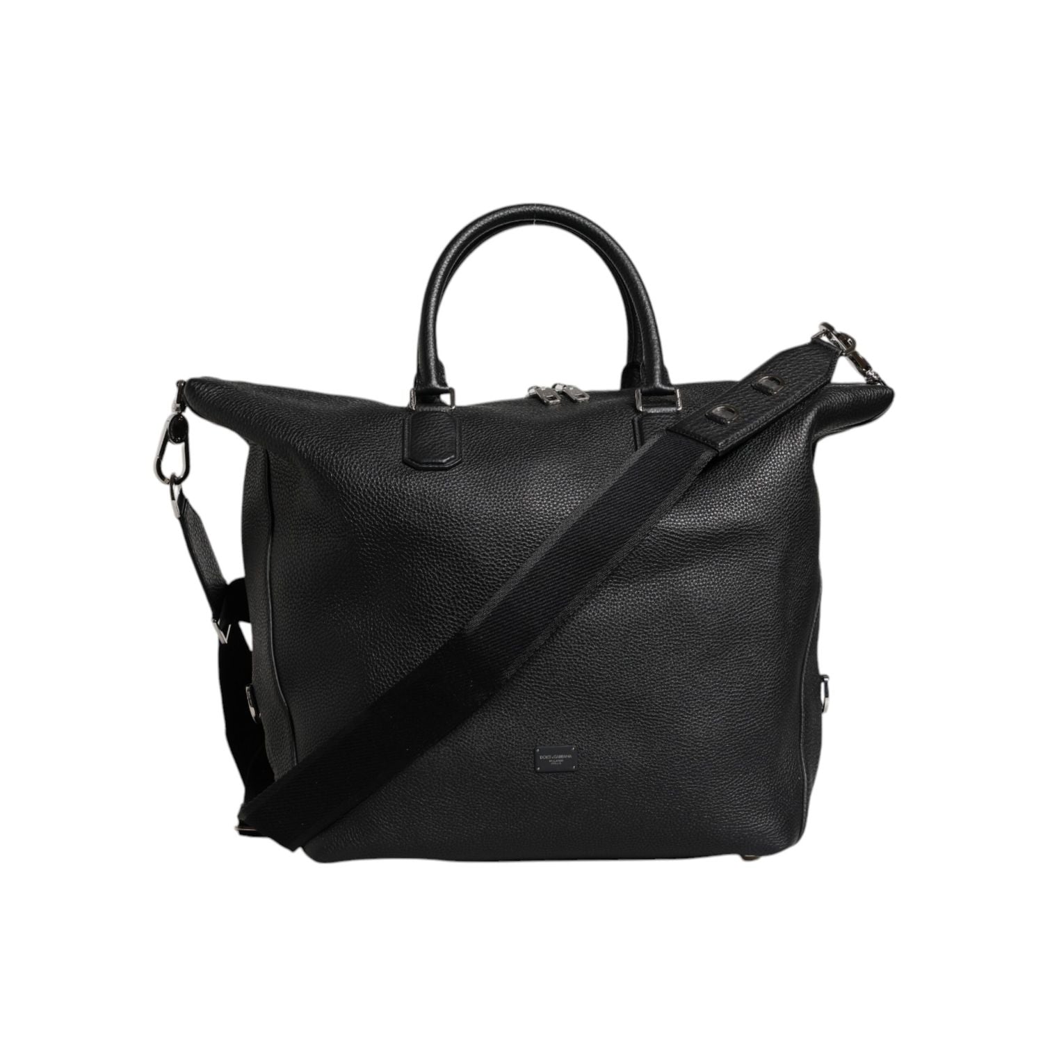 Dolce & Gabbana Black Calfskin Leather Hand Shoulder Duffle Bag