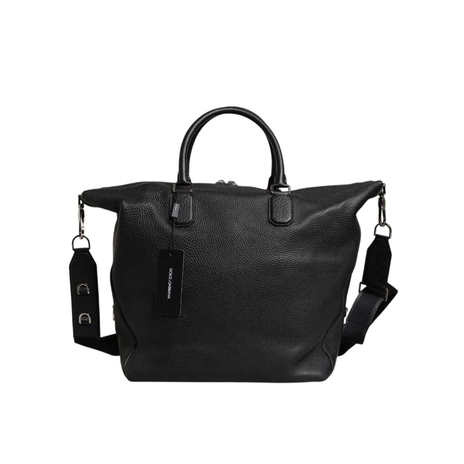 Dolce & Gabbana Black Calfskin Leather Hand Shoulder Duffle Bag