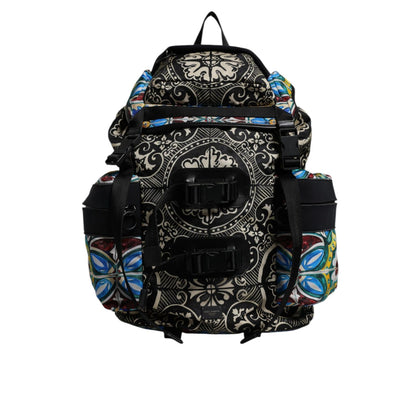 Dolce & Gabbana Multicolor Maiolica Print Nylon Backpack Bag