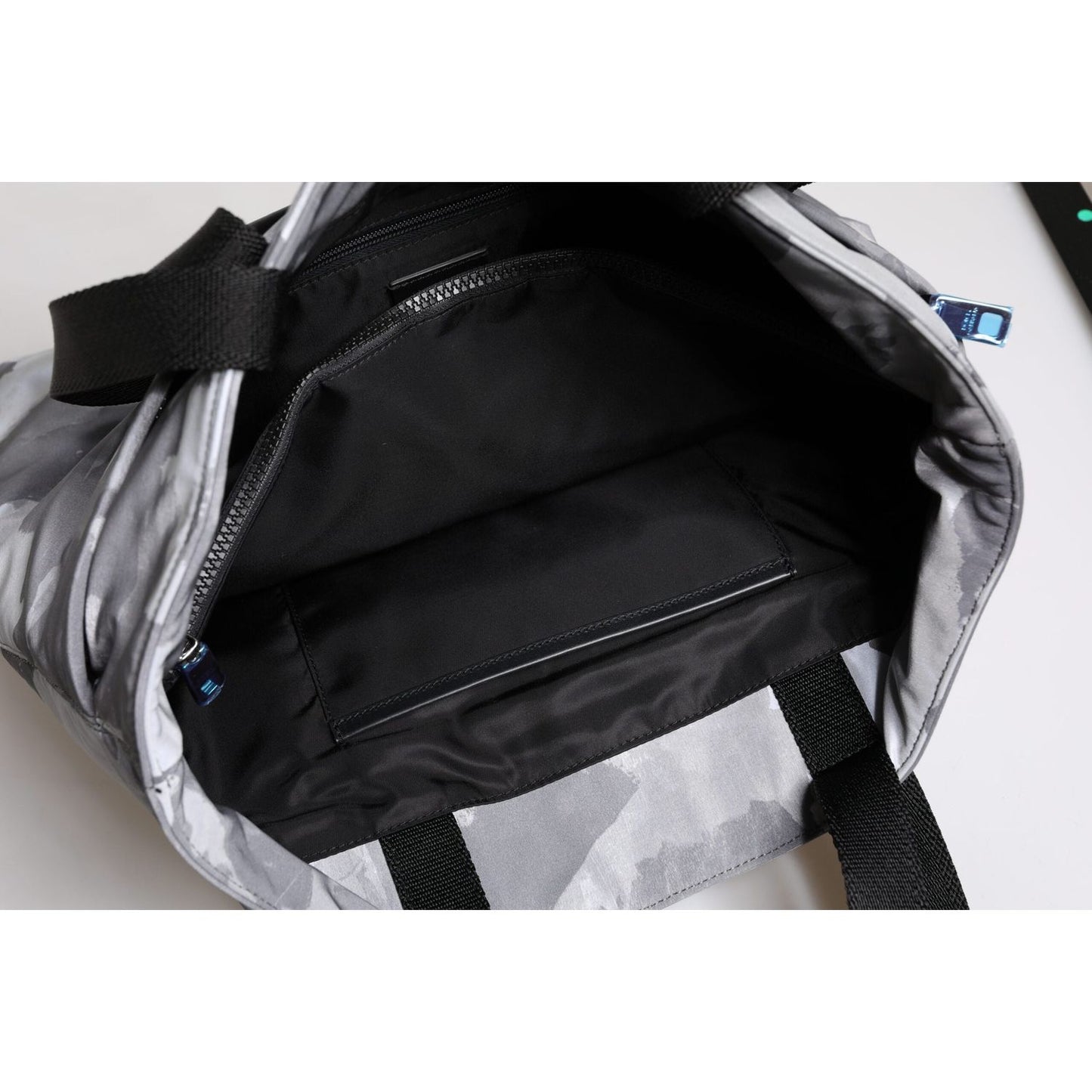 Dolce & Gabbana Gray Camo Cotton Multiple Compartments Tote Bag