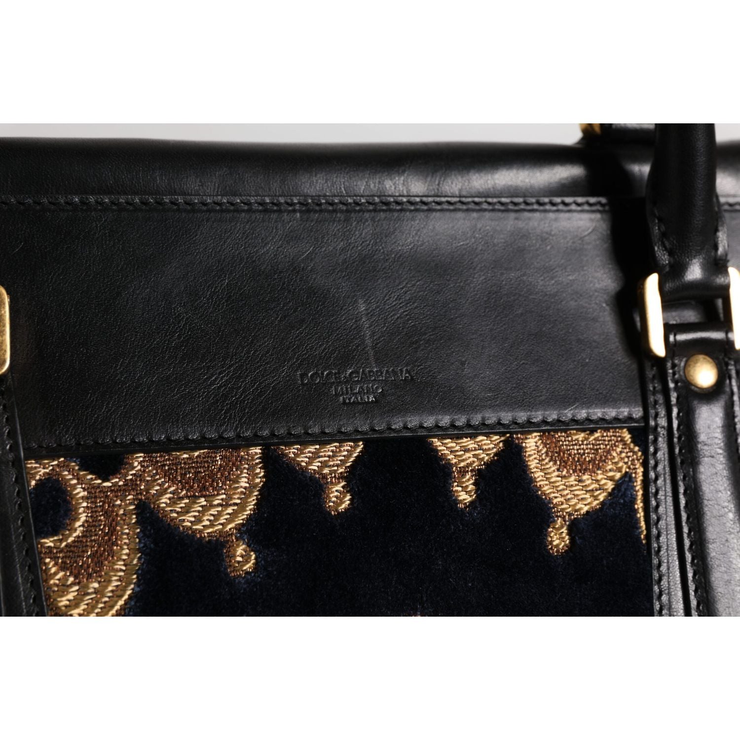 Dolce & Gabbana Black Floral Jacquard Handbag Shoulder Tote Bag