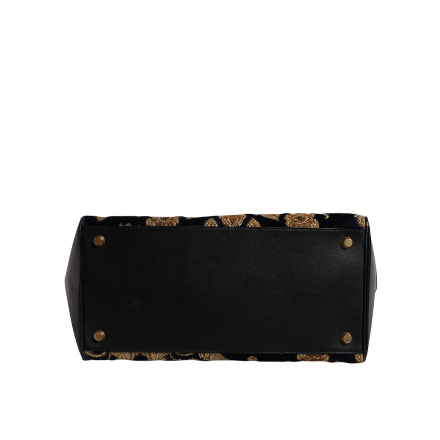 Dolce & Gabbana Black Floral Jacquard Handbag Shoulder Tote Bag