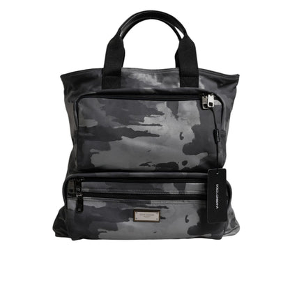 Dolce & Gabbana Black Camouflage Shoulder Strap Logo Plaque Bag