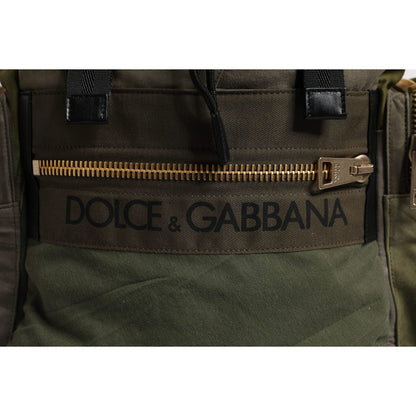 Dolce & Gabbana Military Green Patchwork Travel Backpack Bag