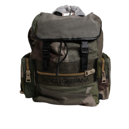 Dolce & Gabbana Military Green Patchwork School Backpack Bag
