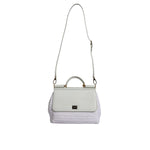 Dolce & Gabbana White Rafia Leather Top Handle Crossbody Bag