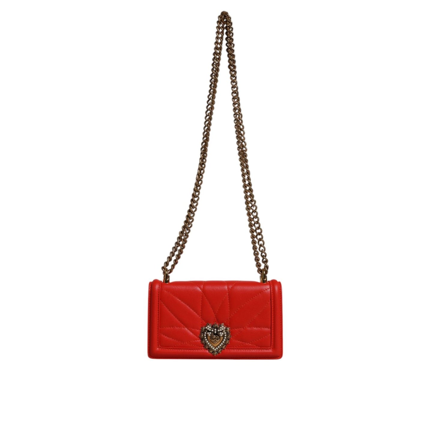 Dolce & Gabbana Red Quilted Devotion Crossbody Chain Phone Cover Bag