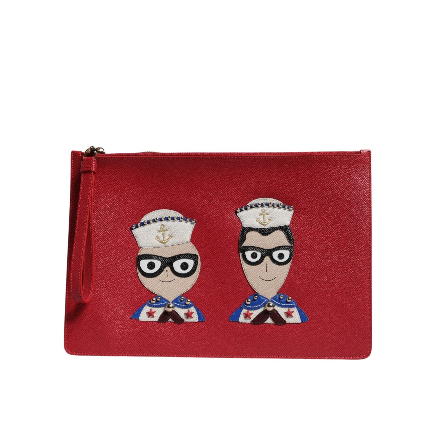 Dolce & Gabbana Red #DGFamily Embellished Leather Clutch Bag