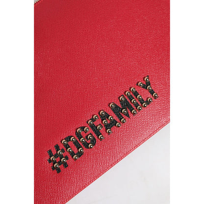Dolce & Gabbana Red #DGFamily Embellished Leather Clutch Bag