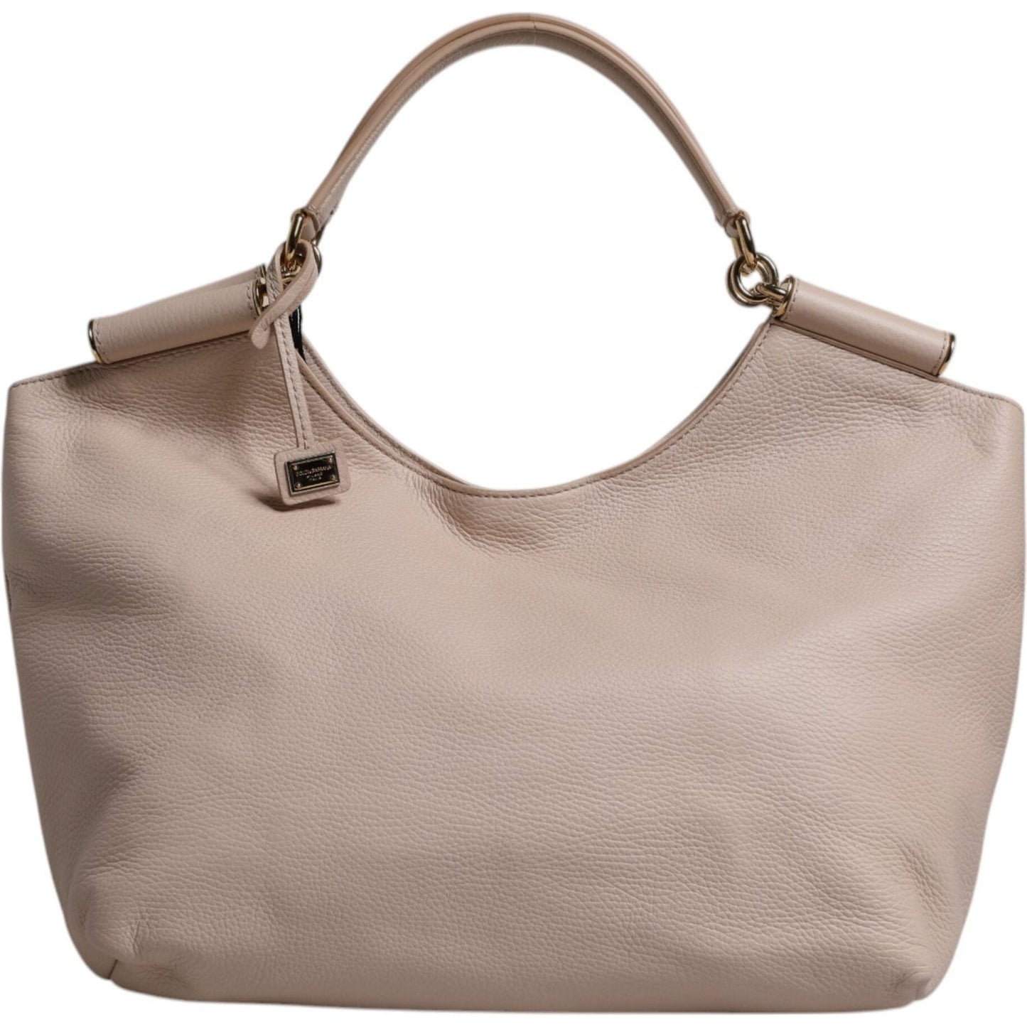 Dolce & Gabbana Light Pink Deer Leather Logo Plaque Tote Top Handle Bag