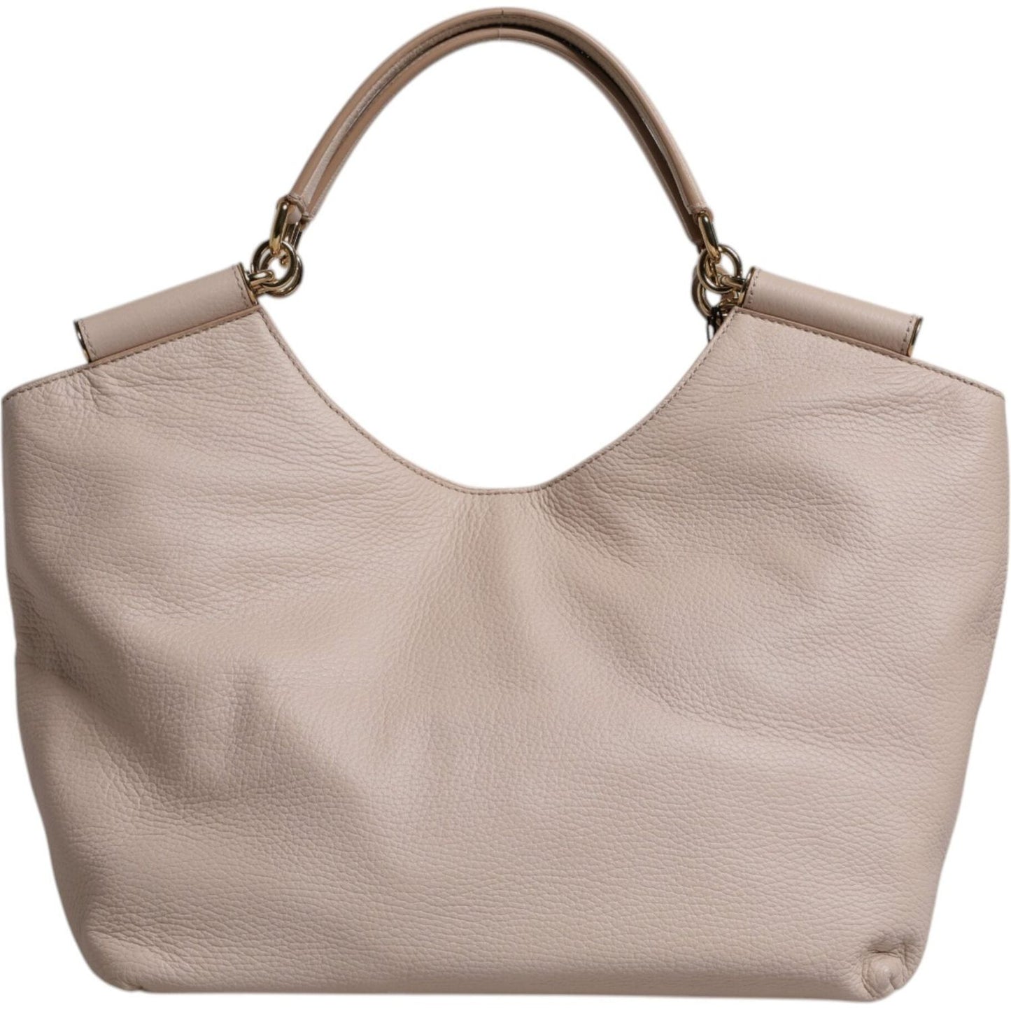 Dolce & Gabbana Light Pink Deer Leather Logo Plaque Tote Top Handle Bag