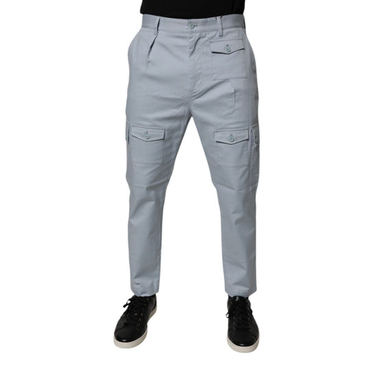 Dolce & Gabbana Light Blue Cotton Cargo Tapered Pants