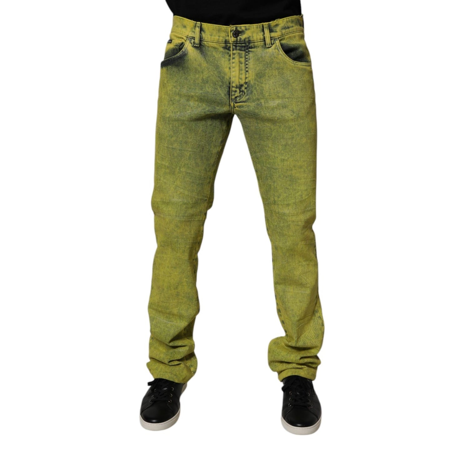 Dolce & Gabbana Yellow Cotton Stretch Skinny Men Denim Jeans