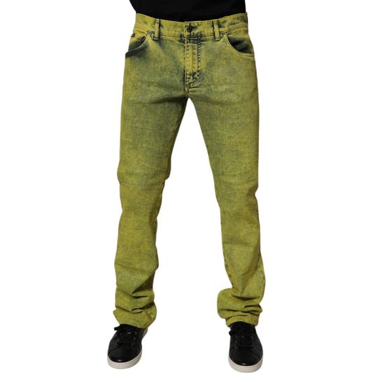 Dolce & Gabbana Yellow Cotton Stretch Skinny Men Denim Jeans