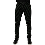 Dolce & Gabbana Black Green Stripes Cotton Skinny Denim Jeans