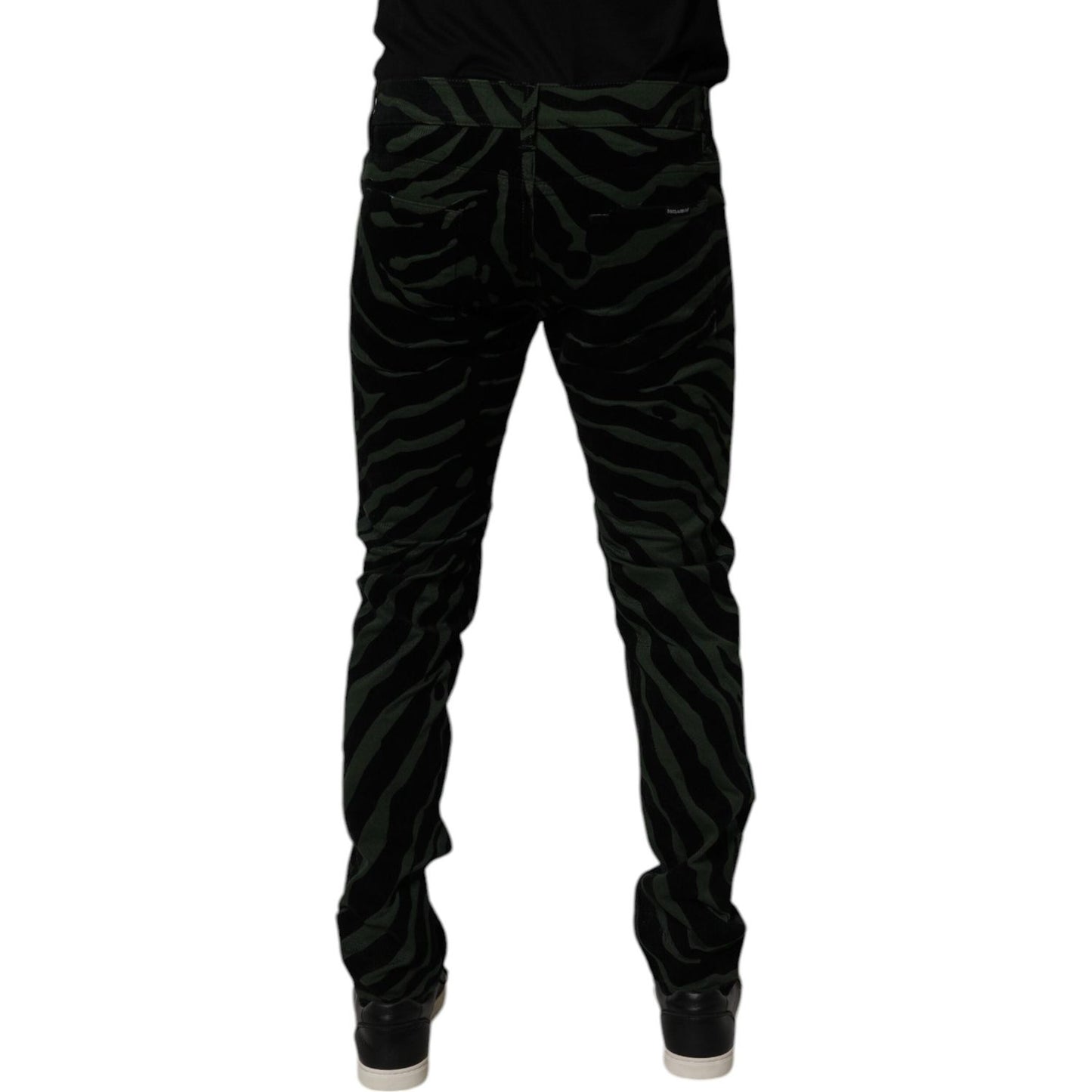 Dolce & Gabbana Black Green Stripes Cotton Skinny Denim Jeans