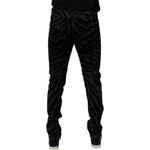 Dolce & Gabbana Black Green Stripes Cotton Skinny Denim Jeans