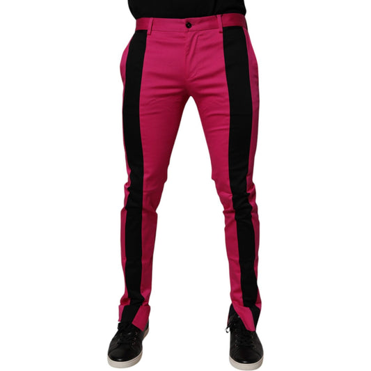 Dolce & Gabbana Pink Black Stripe Slim Fit Men Dress Pants