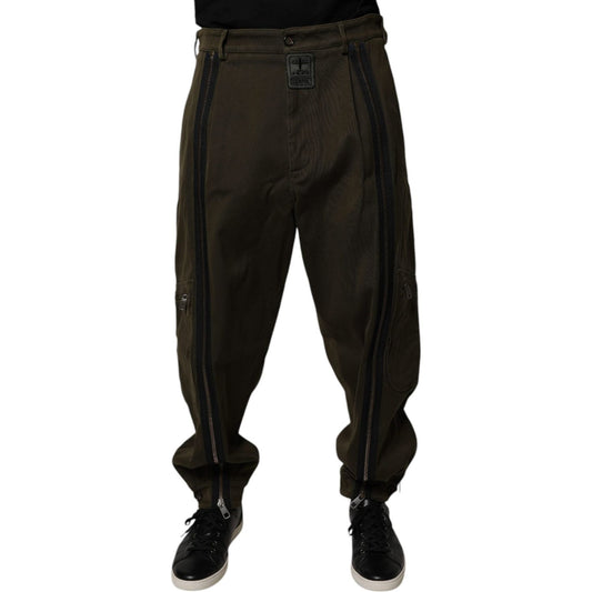Dolce & Gabbana Dark Brown Cotton Jogger Cargo Pants