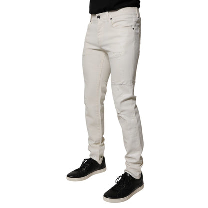 Dolce & Gabbana Off White Cotton Stretch Skinny Denim Jeans