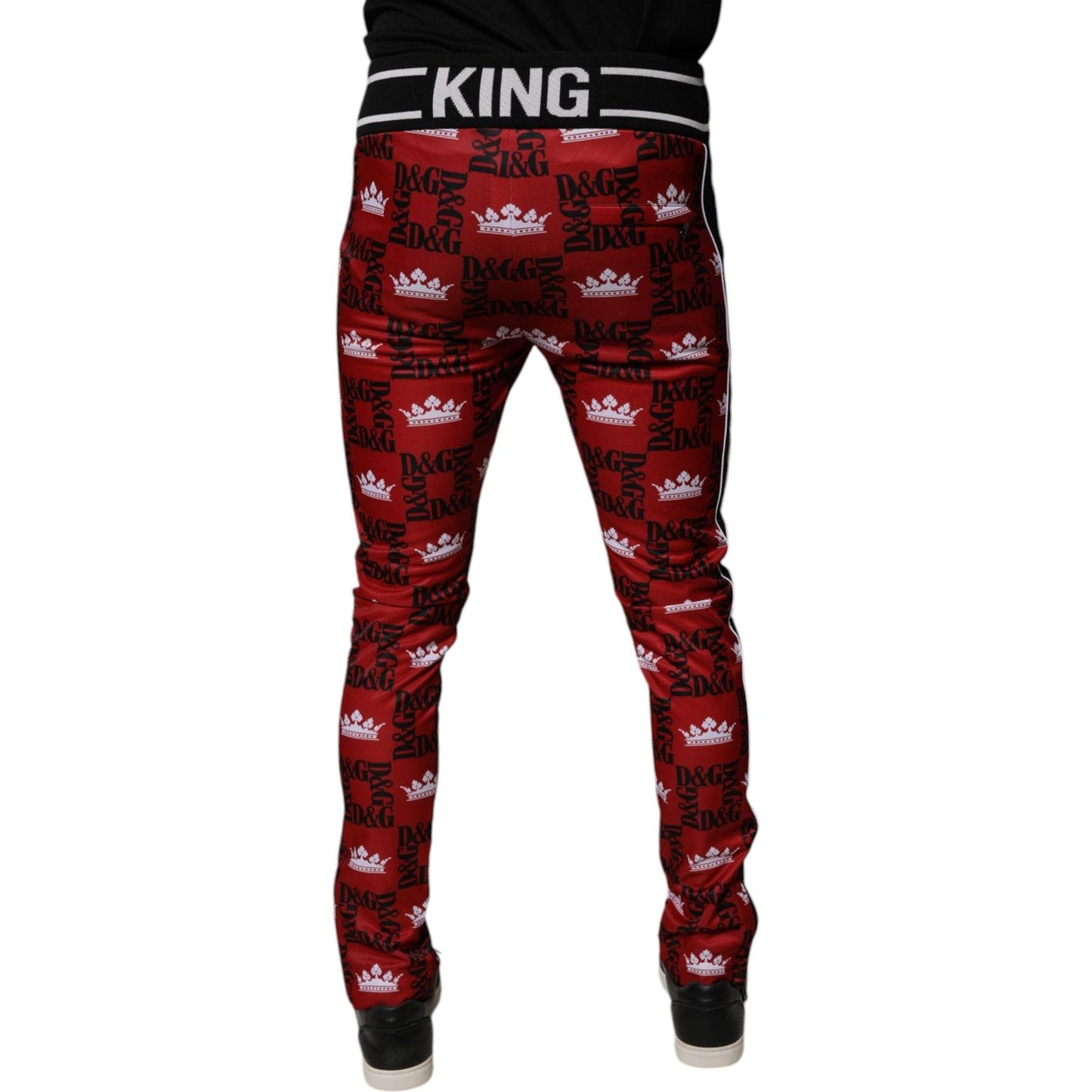 Dolce & Gabbana Red Crown Logo Monogram Men Sweatpants Pants
