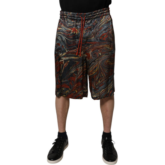 Dolce & Gabbana Multicolor Marble Print Trouser Bermuda Shorts