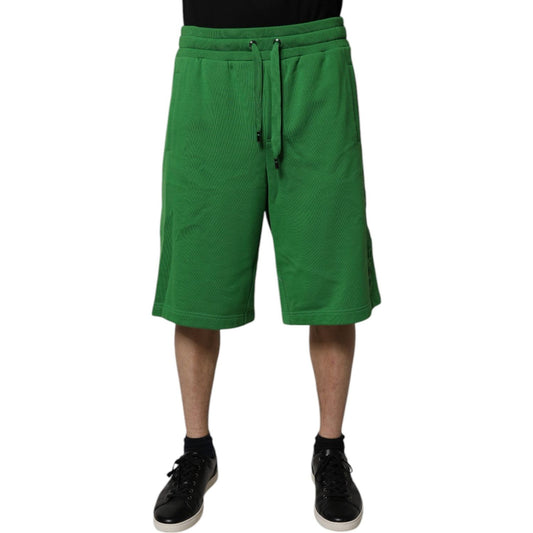 Dolce & Gabbana Green Cotton Men Sweatshorts Bermuda Shorts