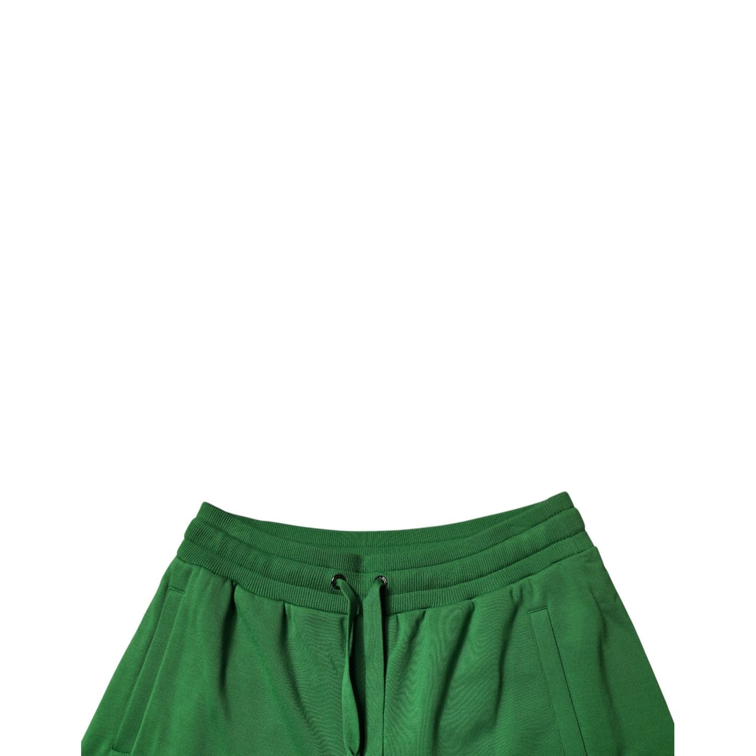 Dolce & Gabbana Green Cotton Men Sweatshorts Bermuda Shorts